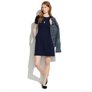 Madewell Gallerist Ponte Dress Black Blue Colorblock Mini 6